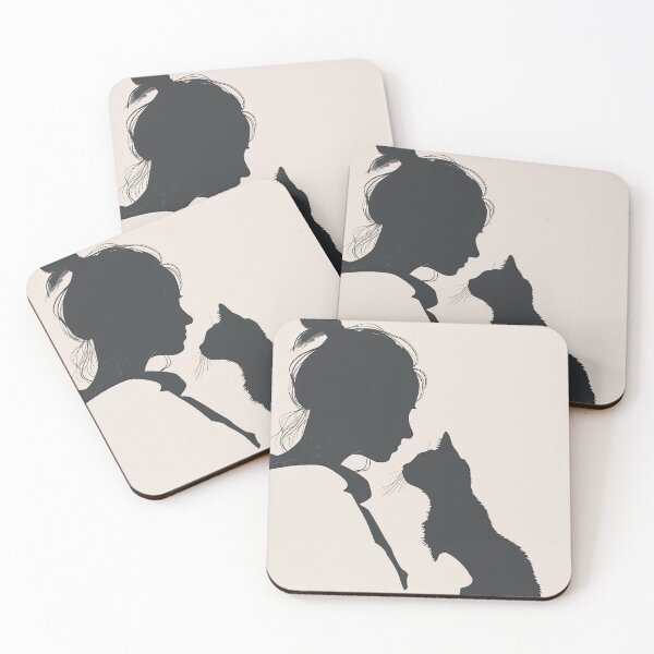 Item preview, Companions in Shadow: Silhouette of Girl with Her Cat designed and sold by krishutd.