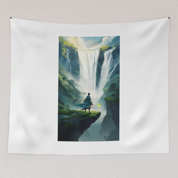 Item preview, A Magical Adventurer Approaches the Edge of a Waterfall designed and sold by Idea-Artwork.