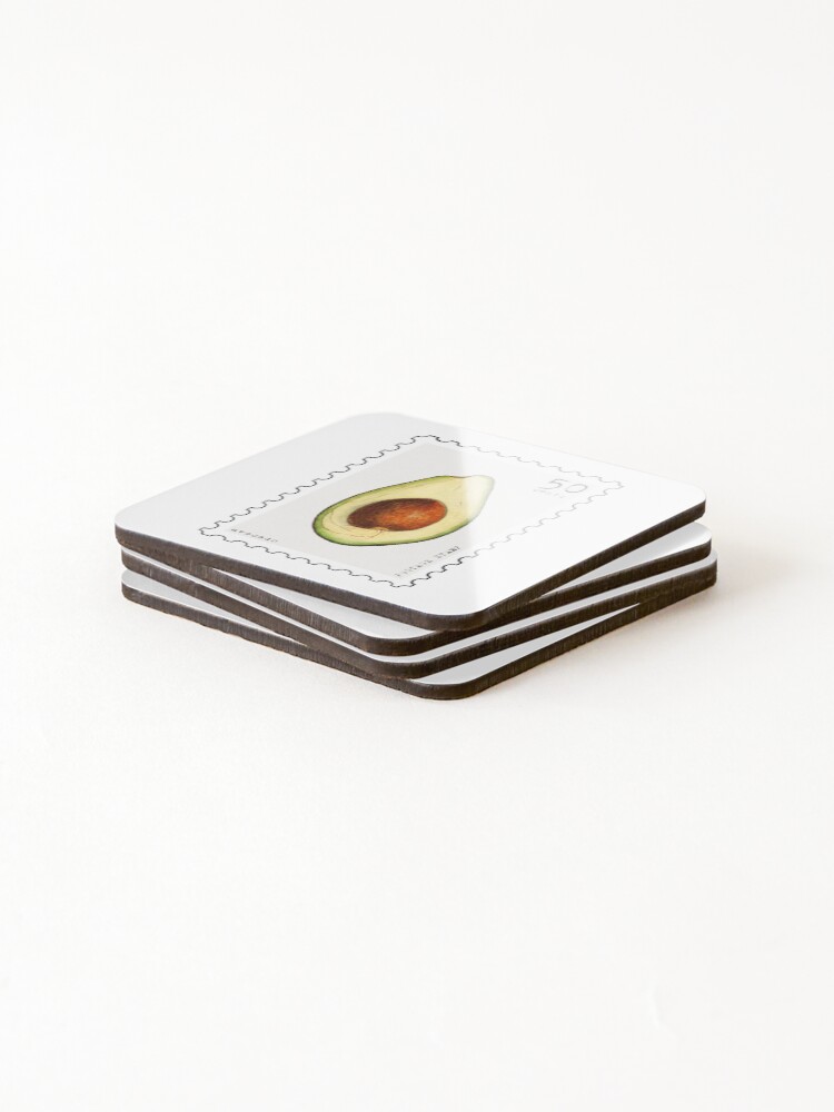 Thumbnail 4 of 5, Coasters (Set of 4), Avocado Stamp designed and sold by RabbitK.