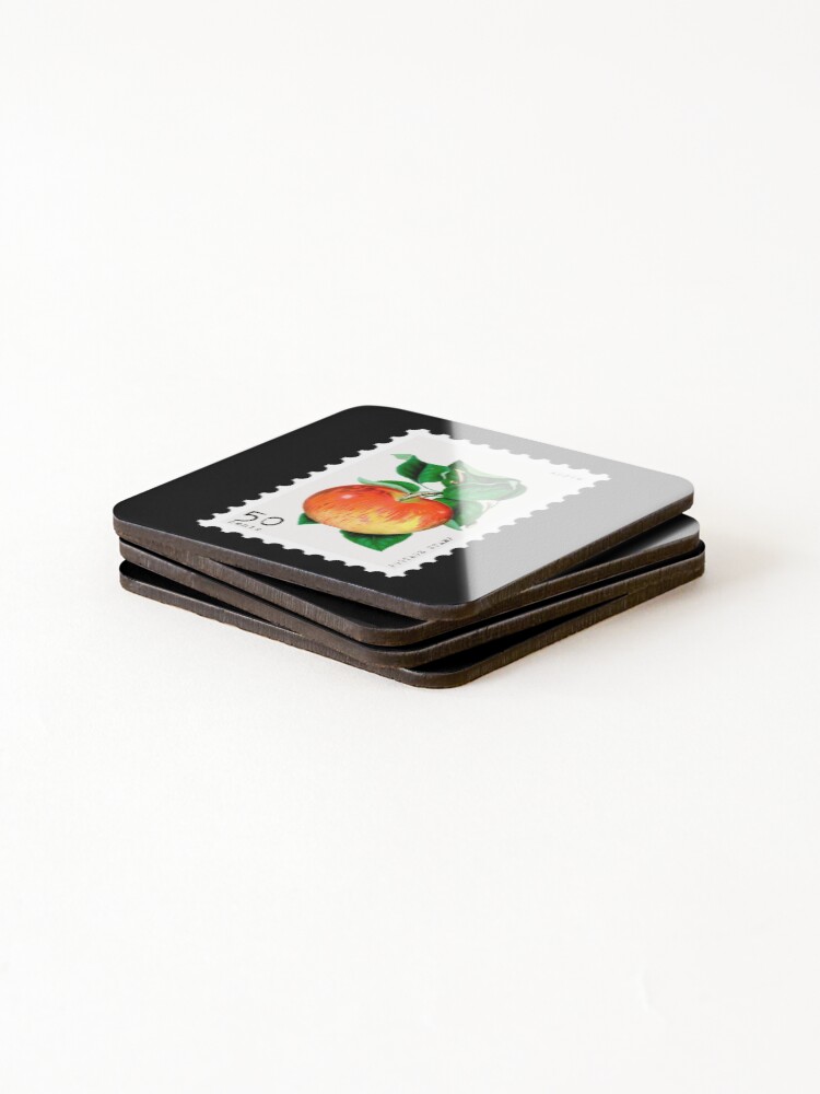 Thumbnail 4 of 5, Coasters (Set of 4), Apple Stamp designed and sold by RabbitK.