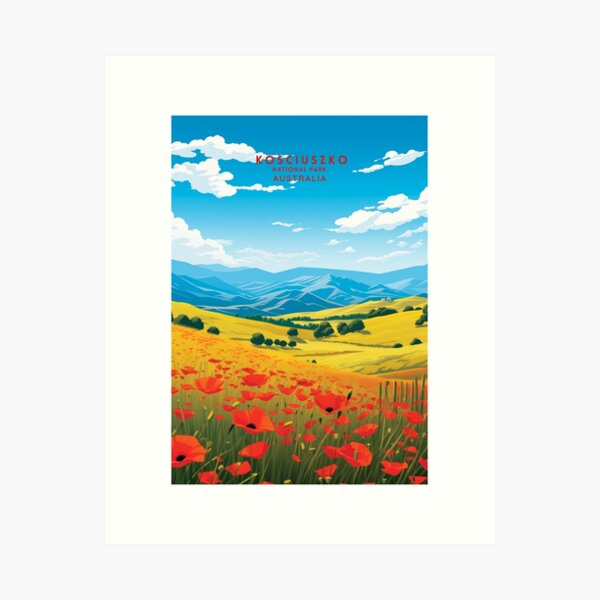 Item preview, Kosciuszko National Park Mountain Majesty Travel Poster Illustration designed and sold by NeuralVibe.