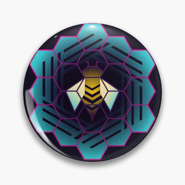 Item preview, Synthwave Honey bee- Blue  designed and sold by spicynoodleart.