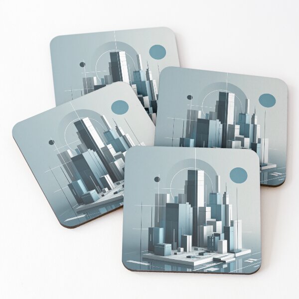 Item preview, Futuristic minimalist cityscape with cyberpunk elements designed and sold by SunkenCost.
