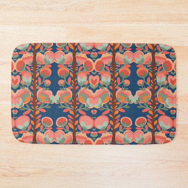 Item preview, Flower and tomatos and vines on dark blue designed and sold by Artlizzard.
