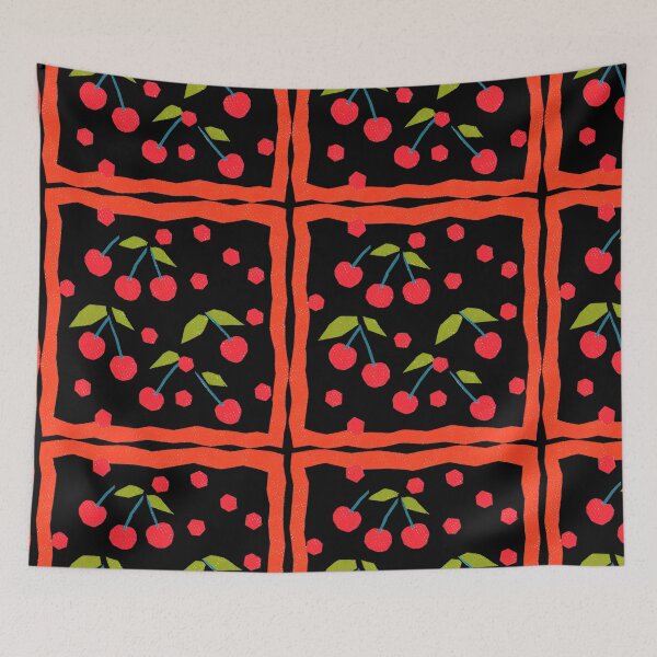 Item preview, Cherry Border Risograph Print designed and sold by KokoroCreations.