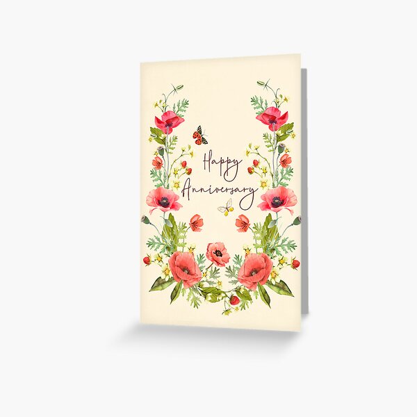 Item preview, Happy Anniversary - Poppy Florals designed and sold by Sweet Note Paper Co..