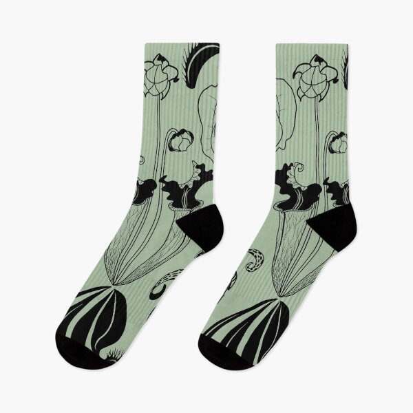 Item preview, Carnivorous garden - black on sage green designed and sold by kobyakov.