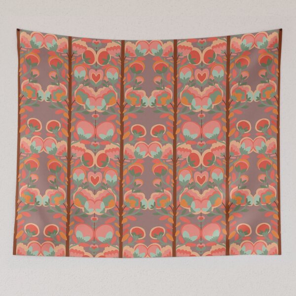 Item preview, Flower and tomatos and vines on mauve designed and sold by Artlizzard.