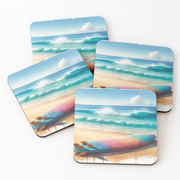 Item preview, Colorful surfboard on sunny beach designed and sold by cj-digital.