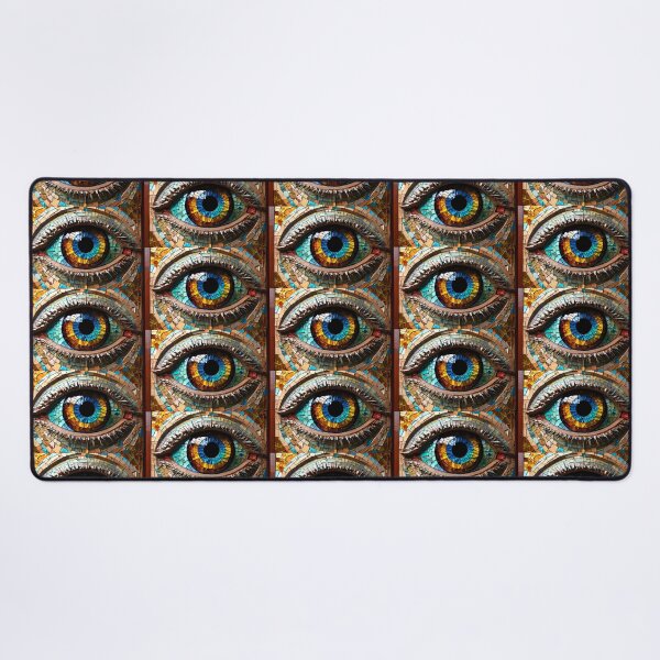 Item preview, Eye in mosaic and stained glass design effect vivid colours blues greens yellows designed and sold by FocusedArt.