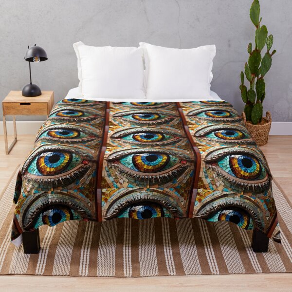 Item preview, Eye in mosaic and stained glass design effect vivid colours blues greens yellows designed and sold by FocusedArt.