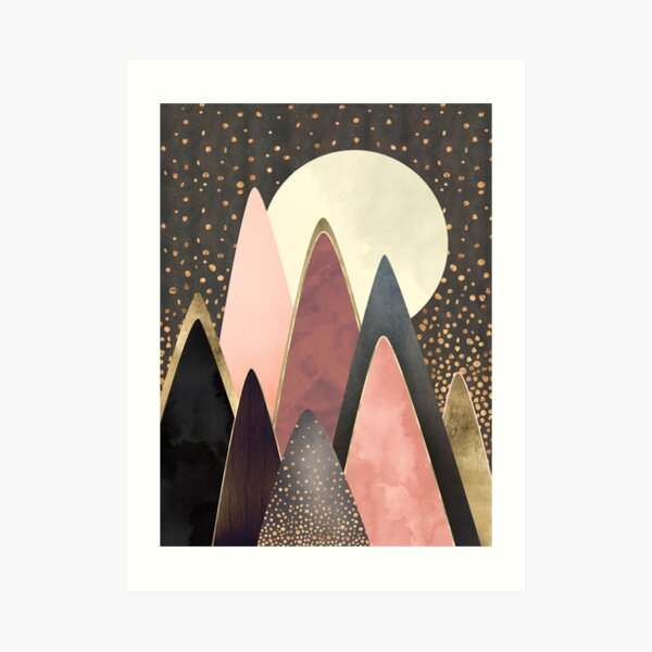 Pink and Gold Peaks Art Print