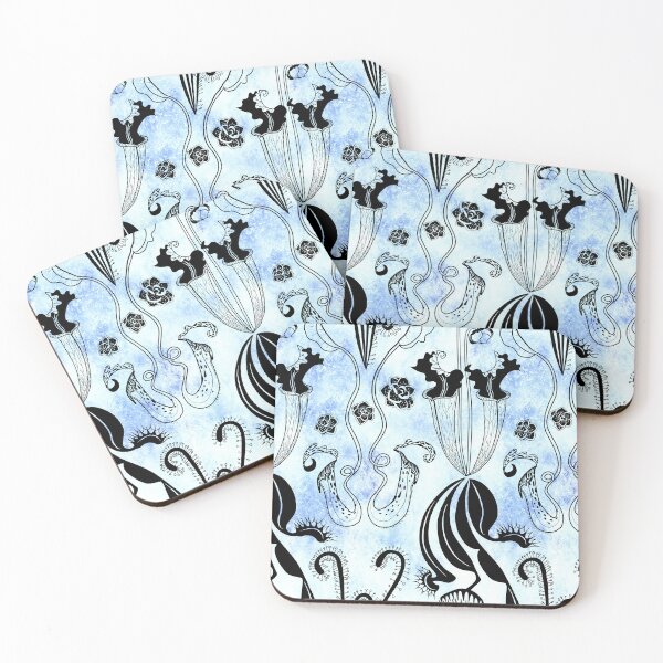 Item preview, Carnivorous garden - black on light blue texture designed and sold by kobyakov.