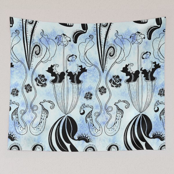 Item preview, Carnivorous garden - black on light blue texture designed and sold by kobyakov.