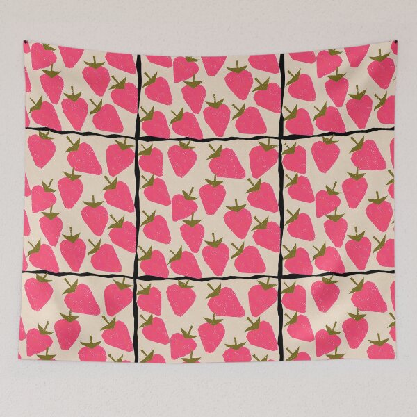 Item preview, Pink Strawberry Pattern Risograph Print designed and sold by KokoroCreations.