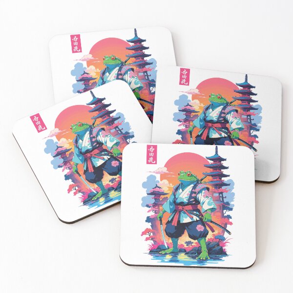 Item preview, Samurai Frog & Aesthetic Vaporwave Style designed and sold by LuminOrb.
