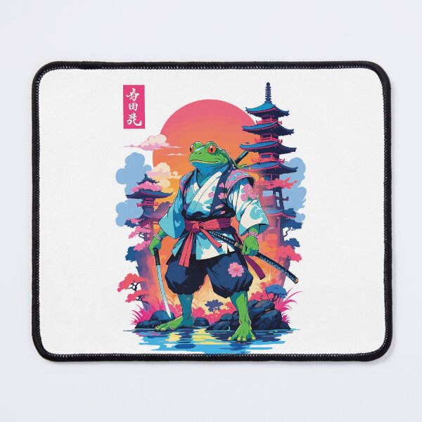 Item preview, Samurai Frog & Aesthetic Vaporwave Style designed and sold by LuminOrb.