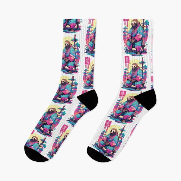 Item preview, Samurai Sloth in Aesthetic Vaporwave Style designed and sold by LuminOrb.