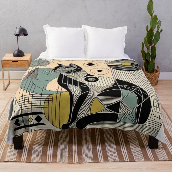 Item preview, Geometric Art Deco Cat Illustration - Abstract Line Art designed and sold by MiszungART.