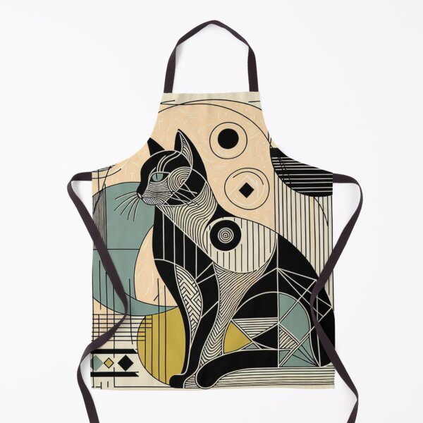 Item preview, Geometric Art Deco Cat Illustration - Abstract Line Art designed and sold by MiszungART.