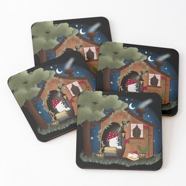 Item preview, Cute bookish ghost in his forest hut designed and sold by BosskaDesign.