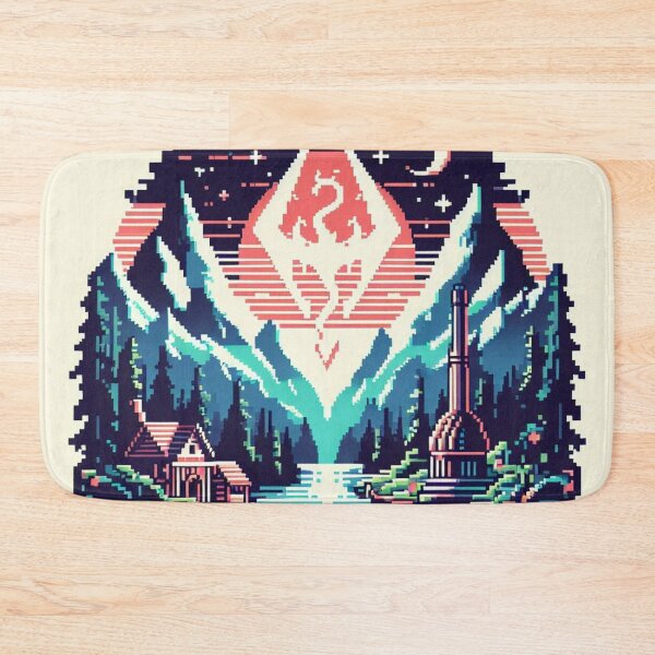 Item preview, Skyrim Beautiful Snowy Mountains Pixel Art designed and sold by Jake-Carter0.