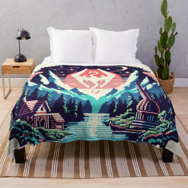 Item preview, Skyrim Beautiful Snowy Mountains Pixel Art designed and sold by Jake-Carter0.