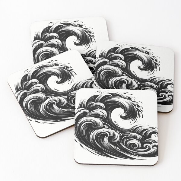 Item preview, Elegant waves black and white watercolor effect designed and sold by cj-digital.
