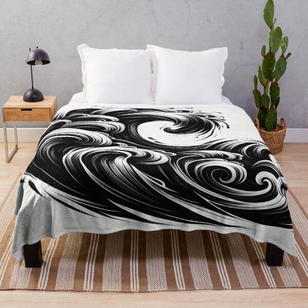 Item preview, Elegant waves black and white watercolor effect designed and sold by Arabic-Souvenir.