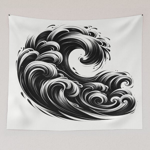 Item preview, Elegant waves black and white watercolor effect designed and sold by cj-digital.