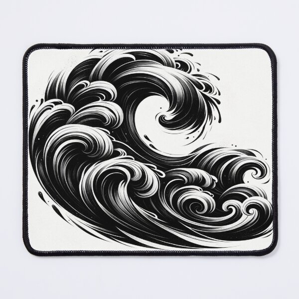 Item preview, Elegant waves black and white watercolor effect designed and sold by cj-digital.