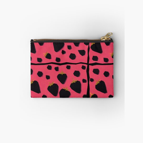 Item preview, Pink and Black Strawberry Pattern Risograph Print designed and sold by KokoroCreations.