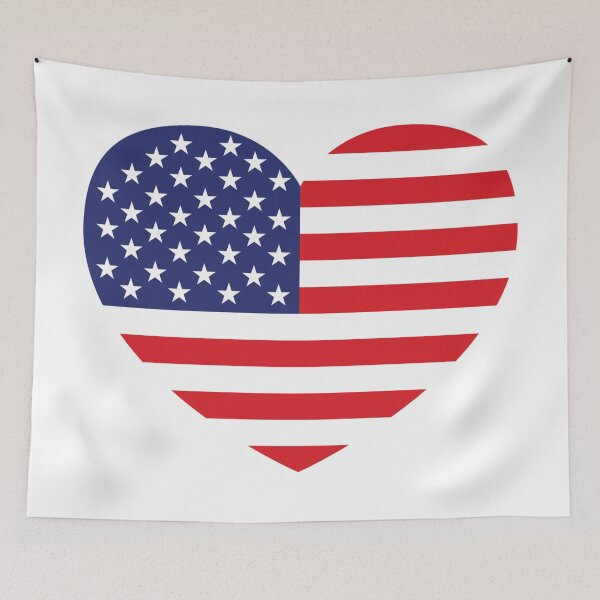 Artikelvorschau, US-Flagge auf Herz-Design entworfen und verkauft von Myra365Art.