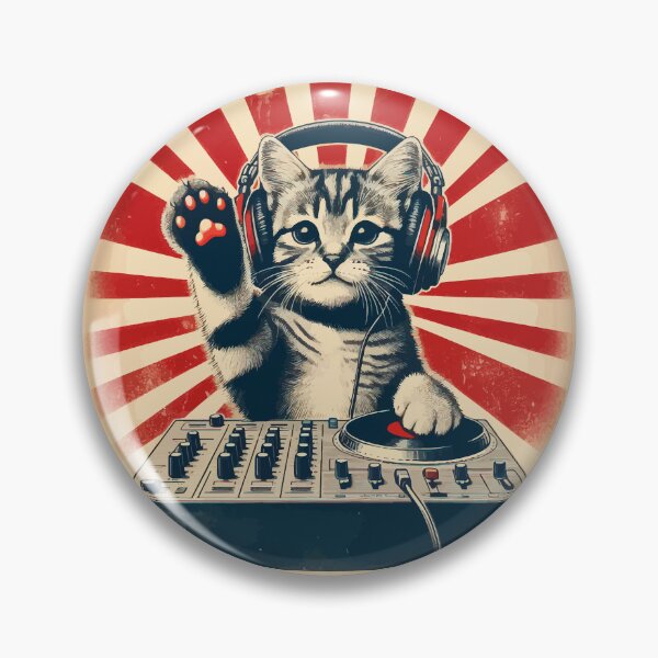 Item preview, Cool Funny Cute Deejay House Cat Retro Vintage designed and sold by TomFrontierArt.