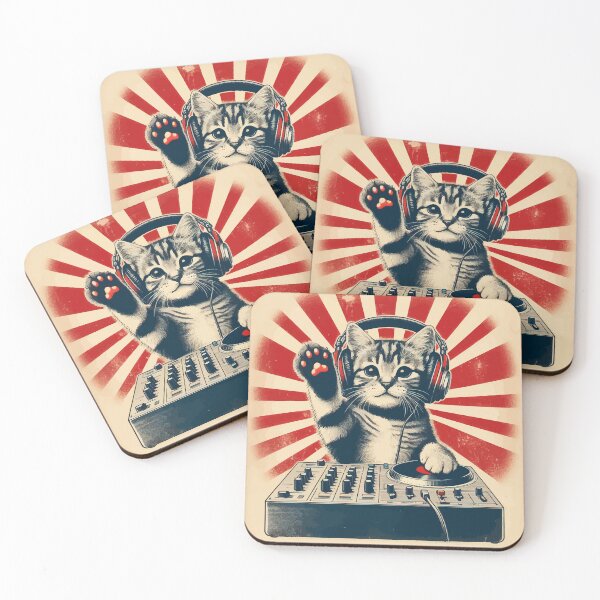 Item preview, Cool Funny Cute Deejay House Cat Retro Vintage designed and sold by TomFrontierArt.