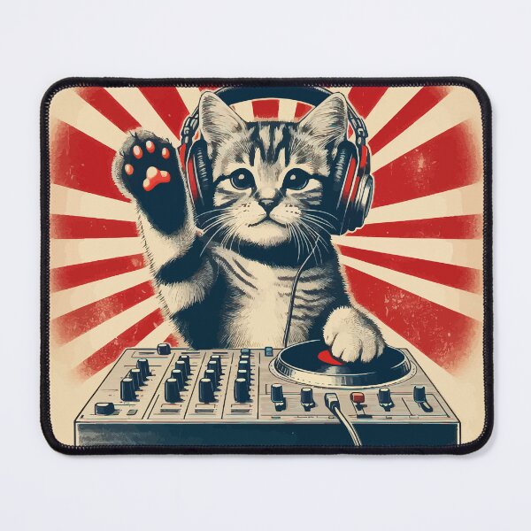 Item preview, Cool Funny Cute Deejay House Cat Retro Vintage designed and sold by TomFrontierArt.