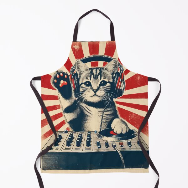 Item preview, Cool Funny Cute Deejay House Cat Retro Vintage designed and sold by TomFrontierArt.