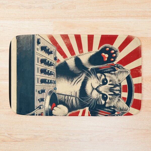 Item preview, Cool Funny Cute Deejay House Cat Retro Vintage designed and sold by TomFrontierArt.