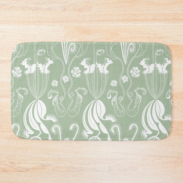 Item preview, Carnivorous garden - white on sage green designed and sold by kobyakov.