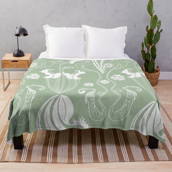 Item preview, Carnivorous garden - white on sage green designed and sold by kobyakov.