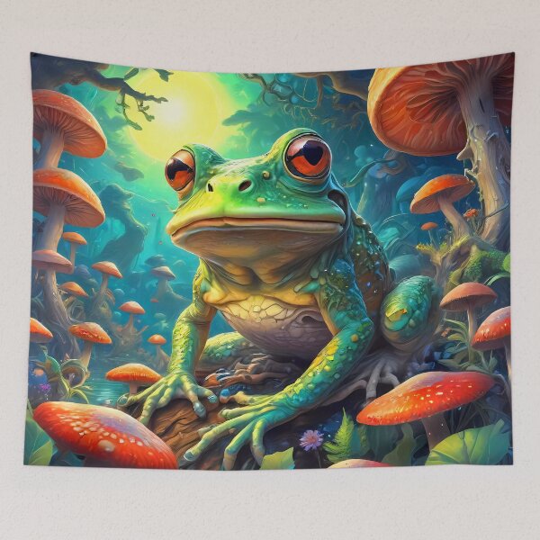 Item preview, Cute Mushroom Melodies: Whimsical Frog Art designed and sold by FocusedArt.