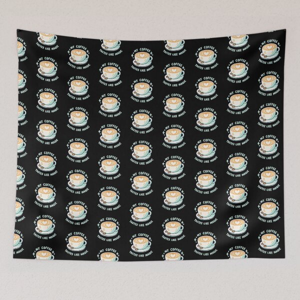 Item preview, My Coffee Tastes Like Magic - Whimsical Coffee Cup Art designed and sold by Simplystik.