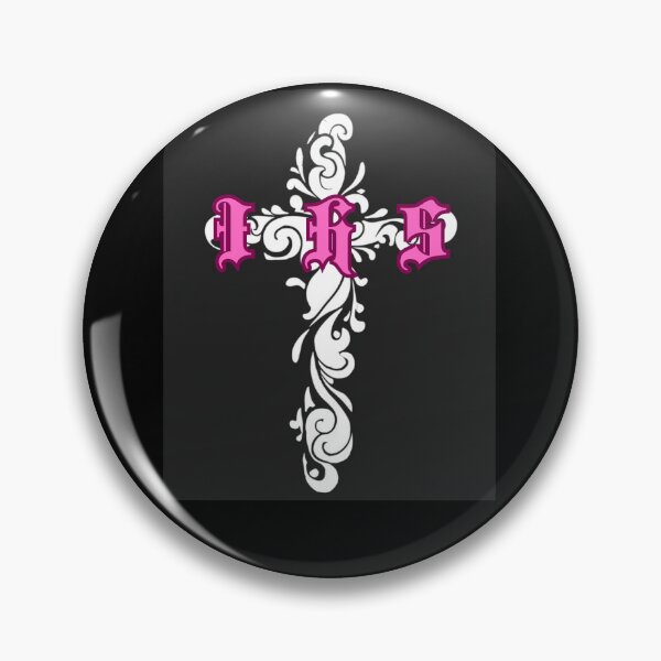 Item preview, Cross with IHS in artistic christian style happy cute romantic christian gifts  designed and sold by thankful-loco.