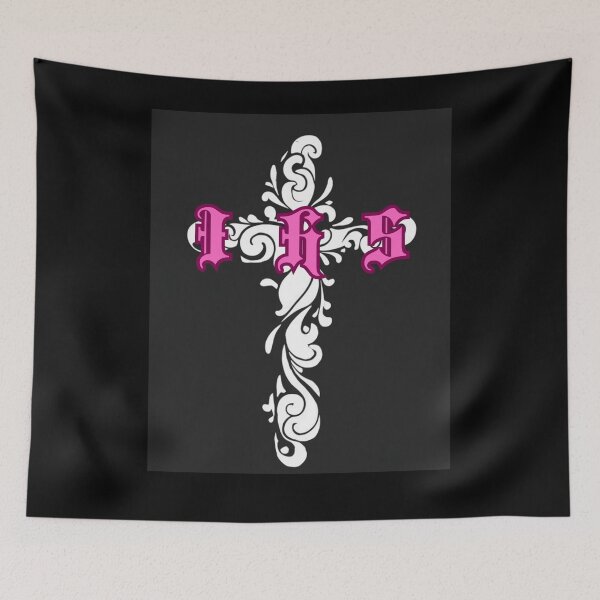 Item preview, Cross with IHS in artistic christian style happy cute romantic christian gifts  designed and sold by thankful-loco.