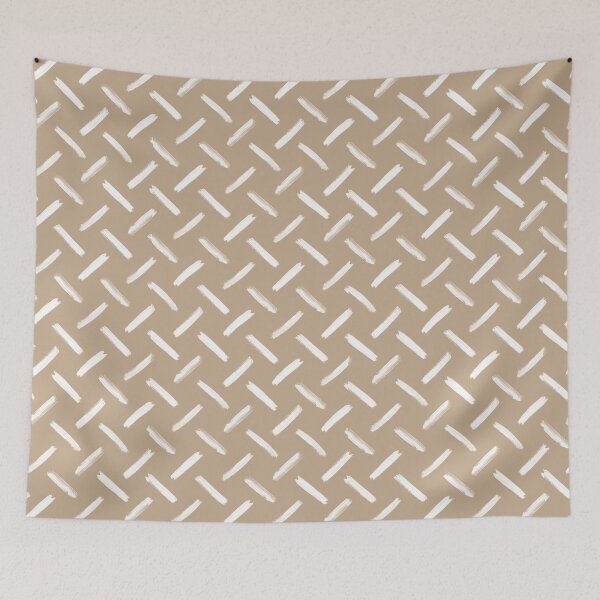 Item preview, Beige and White Hand Drawn Herring Bone Crossed Diagonal Rows of Textured Lines designed and sold by GenAumonier.
