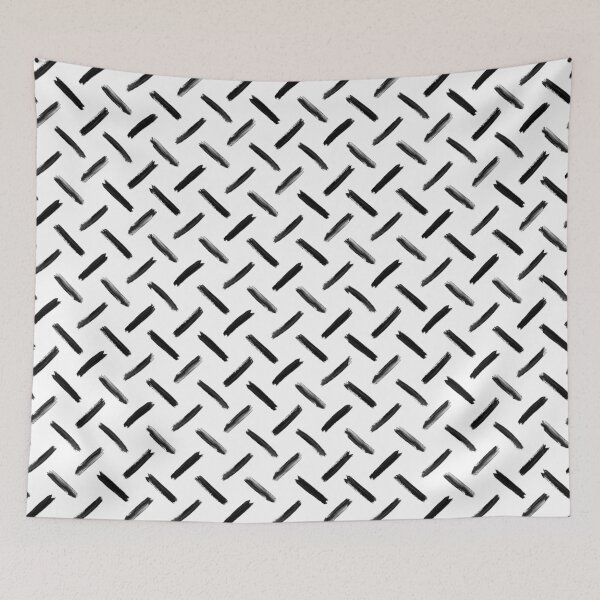 Item preview, White and Black Hand Drawn Herring Bone Crossed Diagonal Rows of Textured Lines designed and sold by GenAumonier.