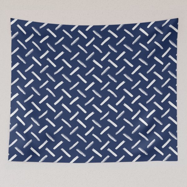 Item preview, Dark Blue and White Hand Drawn Herring Bone Crossed Diagonal Rows of Textured Lines designed and sold by GenAumonier.