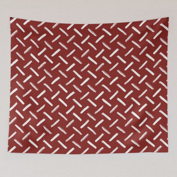 Item preview, Dark Red and White Hand Drawn Herring Bone Crossed Diagonal Rows of Textured Lines designed and sold by GenAumonier.