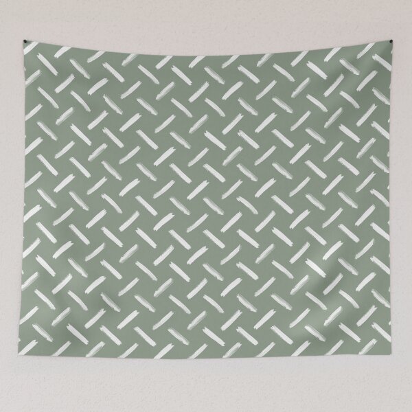Item preview, Cool Sage and White Hand Drawn Herring Bone Crossed Diagonal Rows of Textured Lines designed and sold by GenAumonier.