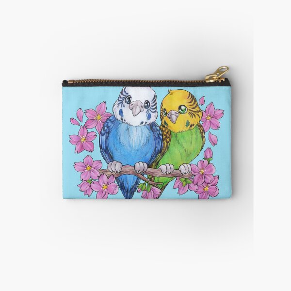 Item preview, Cute budgie couple with cherry blossoms designed and sold by ZadzeneaArt.